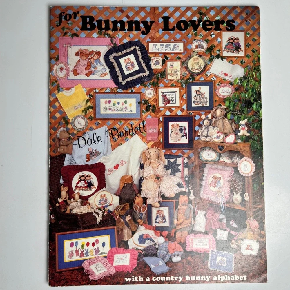 VTG‎ For Bunny Lovers Cross Stitch Patterns Dale Burdett Country Alphabet Crafts